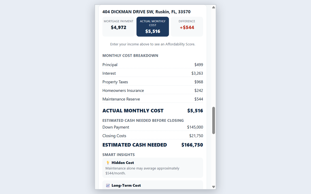 Full monthly cost breakdown and smart insights